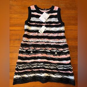 Auth. NWT CHANEL Spring Summer 20S Pink White and Black Multi Colored Dress SZ46